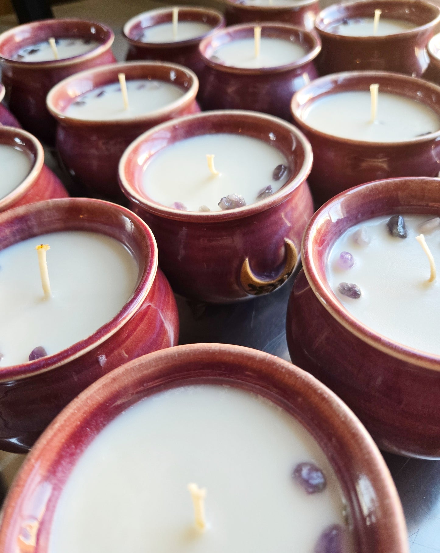 Lavender Moon Ceramic Cauldron Candle