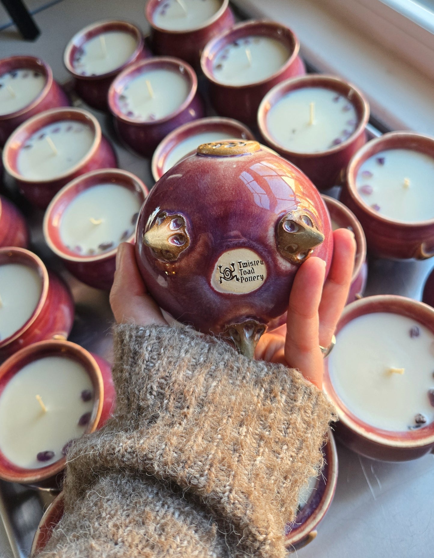 Lavender Moon Ceramic Cauldron Candle